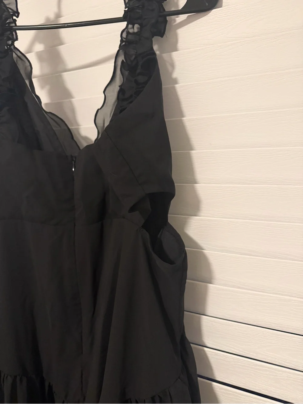 Commense Chiffon High-Low Hem Cutout Long Dress- Black with Deep V neck - Picture 8 of 8